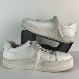 Boden Womens Platform Sneaker Size 39 8 White Leather Trainer Shoe Low Top Comfy